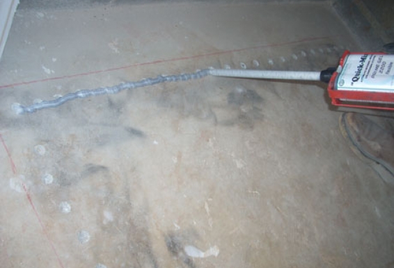 Proven in the transportation industry for decades, a two-part epoxy is applied to the concrete’s scarred surface using a precise mixing nozzle.
