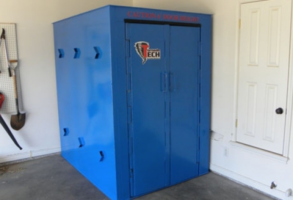 Layered flexible walls, concurrent anchoring methods, evenly distributed ventilation, and dual swing (in or out) doors with top to bottom ‘continuous’ hinges make the Tornado Tech Shelter the new standard in above ground tornado shelters in Altus.