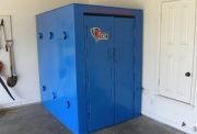 The continuous (top to bottom) hinged doors on the Tornado Tech Above Ground Tornado Shelter provides substantial durability, and distributes the energy of an impact evenly, without compromising the doors ability to function. Perfect for homes and businesses in Tahlequah